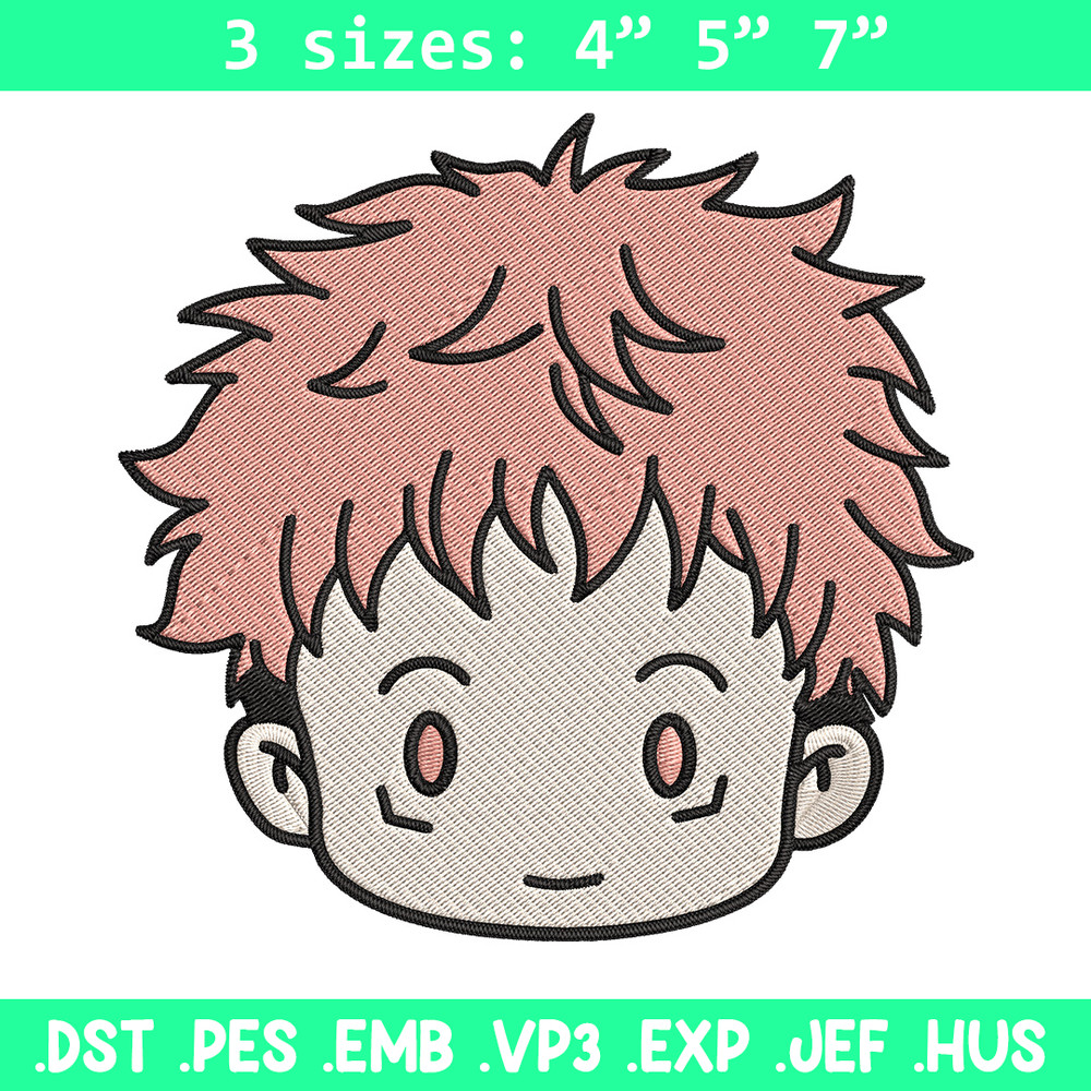 Yuji chibi Embroidery Design, Jujutsu Embroidery, Embroidery File, Anime Embroidery, Anime shirt, Digital download..jpg