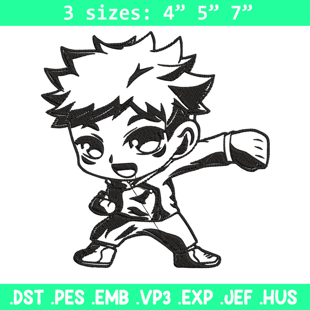 Yuji chibi Embroidery Design, Jujutsu Embroidery, Embroidery File,Anime Embroidery, Anime shirt, Digital download.jpg
