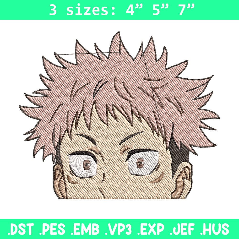 Yuji Peeker Embroidery Design, Jujutsu Embroidery, Embroidery File, Anime Embroidery, Anime shirt, Digital download..jpg