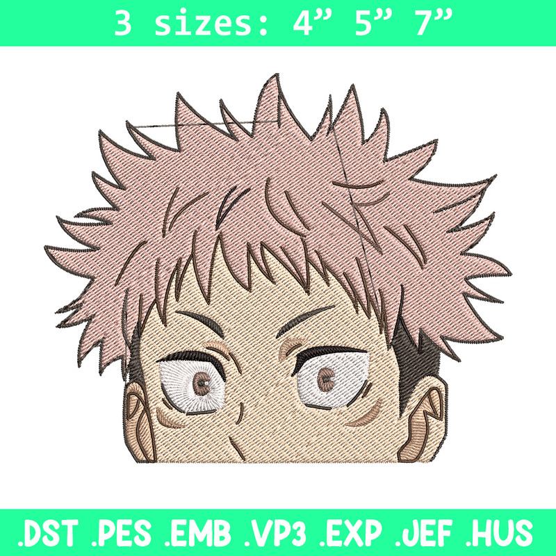 Yuji Peeker Embroidery Design, Jujutsu Embroidery, Embroidery File, Anime Embroidery, Anime shirt, Digital download..jpg