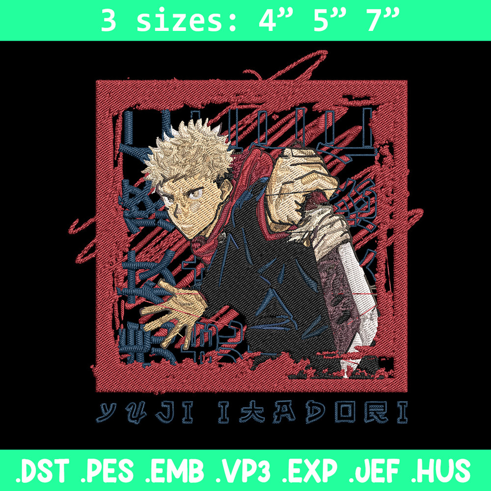 Yuji poster Embroidery Design, Jujutsu Embroidery, Embroidery File, Anime Embroidery, Anime shirt, Digital download..jpg