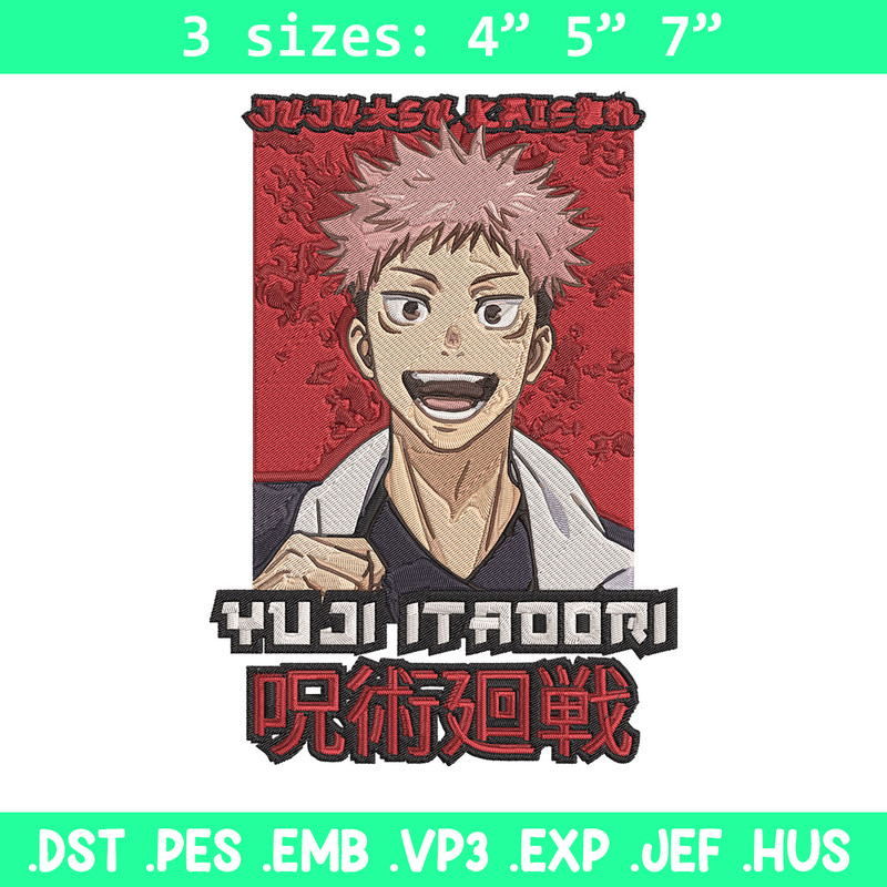Yuji poster Embroidery Design,Jujutsu Embroidery, Embroidery File, Anime Embroidery, Anime shirt, Digital download.jpg