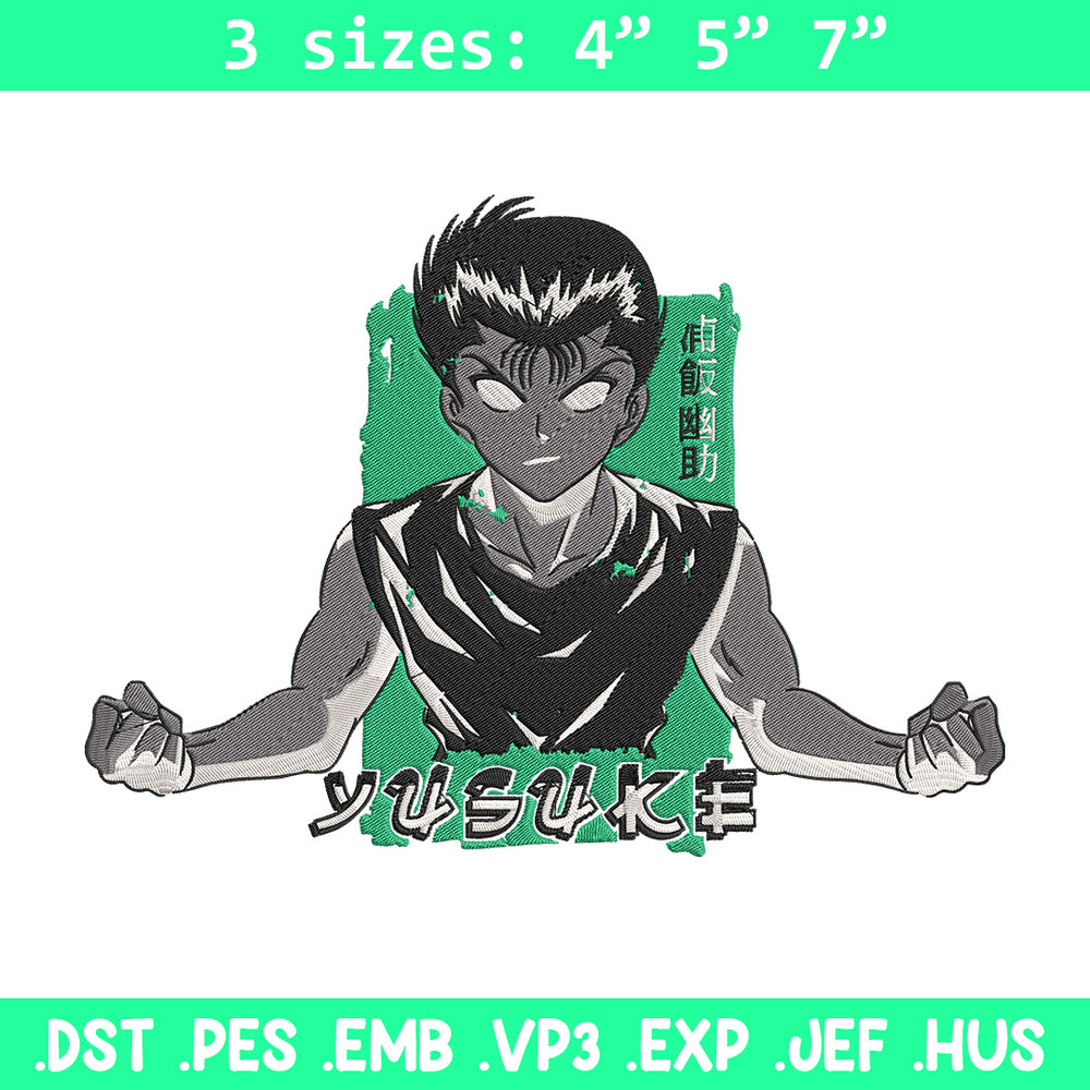 Yusuke box Embroidery Design, Yu Yu Hakusho Embroidery, Embroidery File, Anime Embroidery, Anime shirt,Digital download.jpg