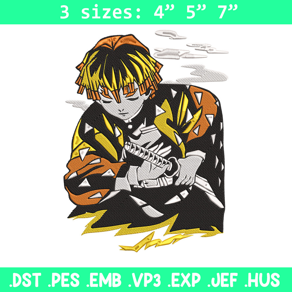 Zenitsu Embroidery Design, Demon slayer Embroidery, Embroidery File, Anime Embroidery, Anime shirt, Digital download.jpg