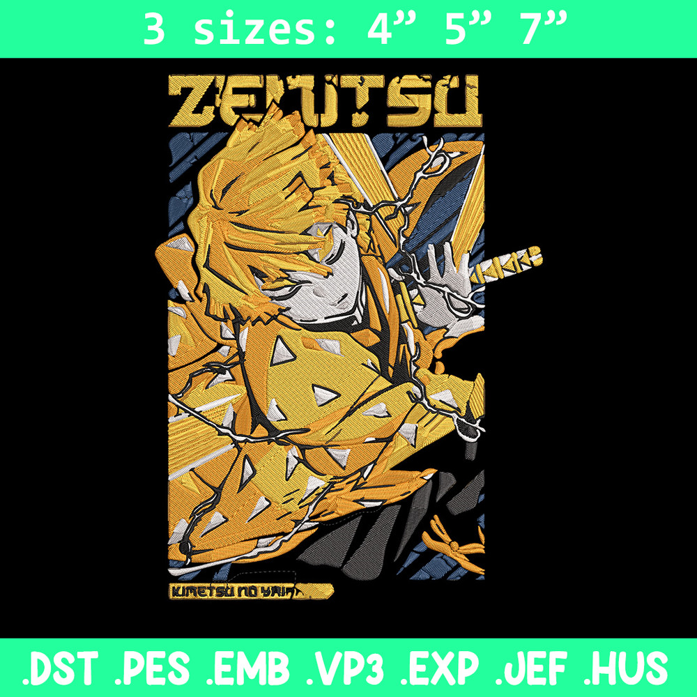 Zenitsu poster Embroidery Design, Demon slayer Embroidery, Embroidery File, Anime Embroidery, Digital download.jpg