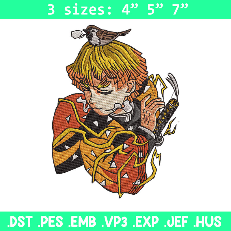 Zenitsu poster Embroidery Design, Demon slayer Embroidery,Embroidery File,Anime Embroidery,Anime shirt,Digital download..jpg