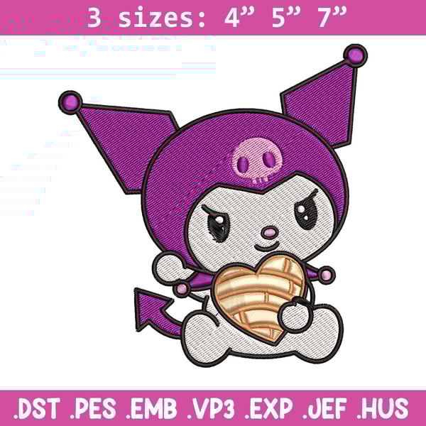 Concha Kuromi Embroidery Design, Kuromi cartoon Embroidery, Embroidery File, Cartoon shirt, Digital download..jpg