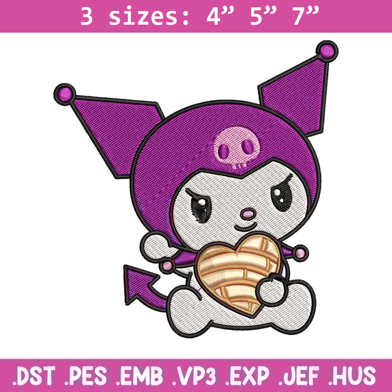 Concha Kuromi Embroidery Design, Kuromi cartoon Embroidery, Embroidery File, Cartoon shirt, Digital download..jpg