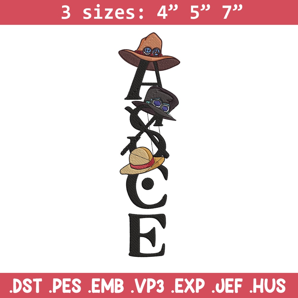Ace tattoo Embroidery Design, One piece Embroidery, Embroidery File, Anime Embroidery, Anime shirt, Digital download.jpg