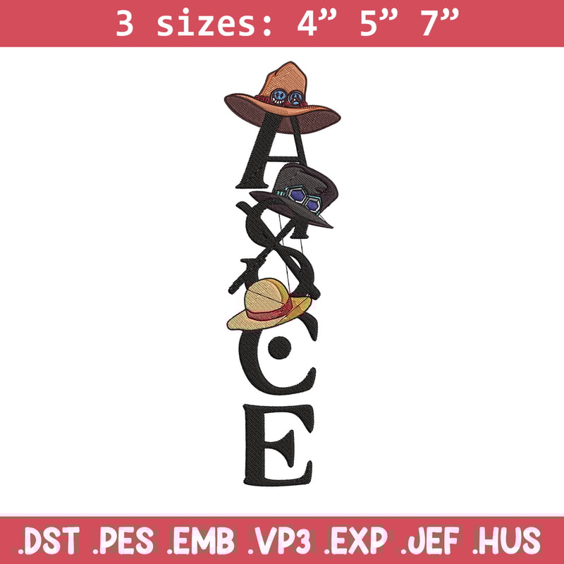 Ace tattoo Embroidery Design, One piece Embroidery, Embroidery File, Anime Embroidery, Anime shirt, Digital download.jpg