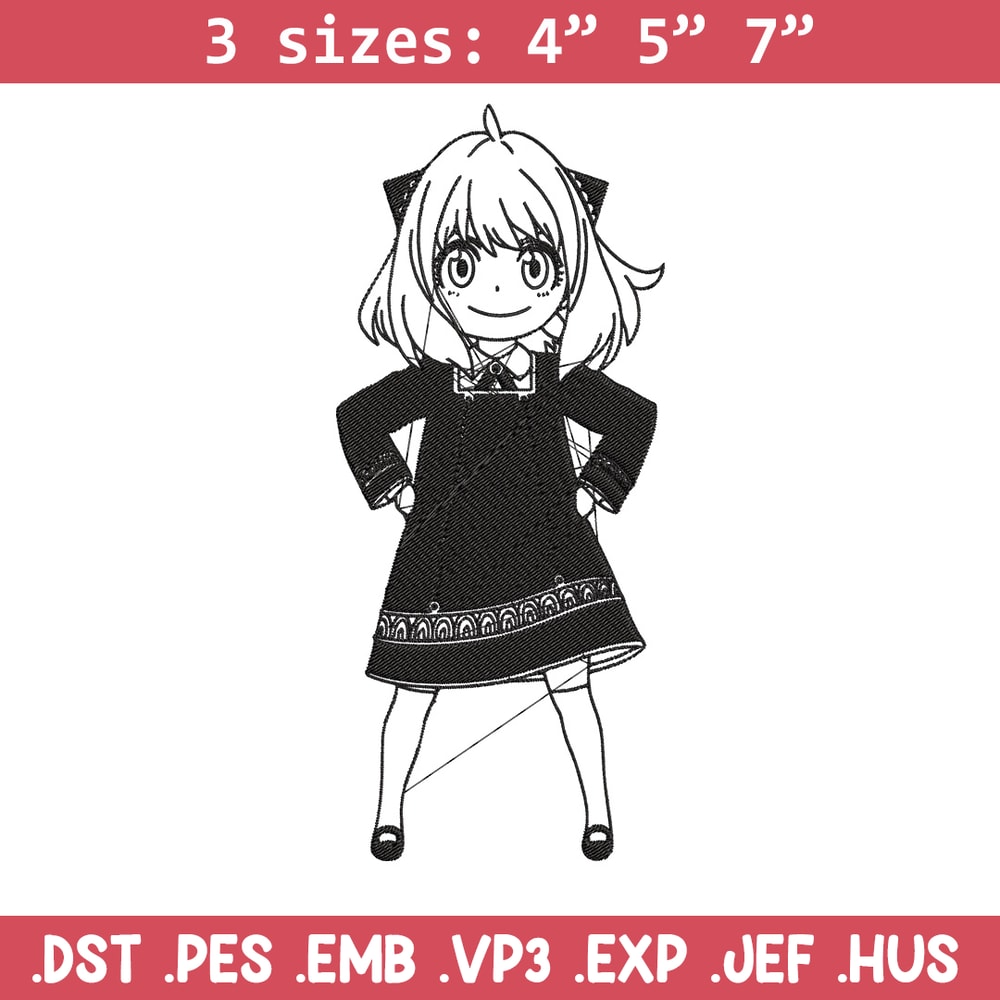 Anya Forger Embroidery Design, Spy x family Embroidery, Embroidery File, Anime Embroidery, Anime shirt, Digital download.jpg