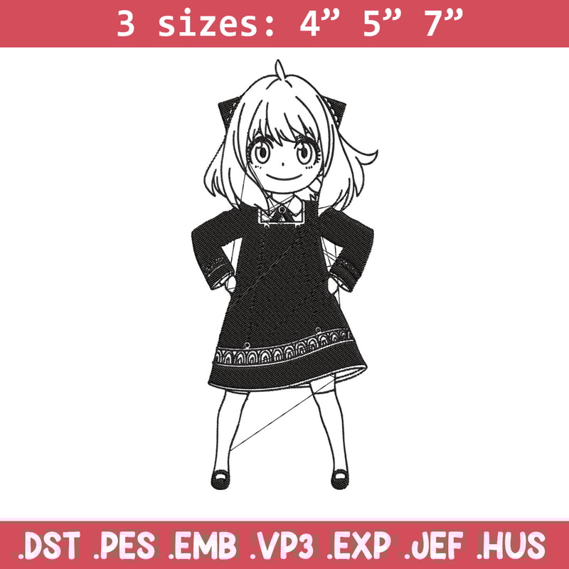 Anya Forger Embroidery Design, Spy x family Embroidery, Embroidery File, Anime Embroidery, Anime shirt, Digital download.jpg
