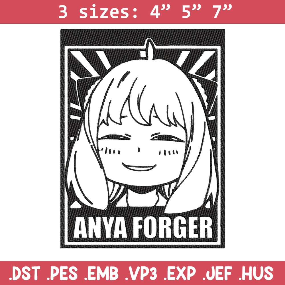 Anya poster Embroidery Design, Spy x family Embroidery, Embroidery File, Anime Embroidery, Anime shirt,Digital download.jpg