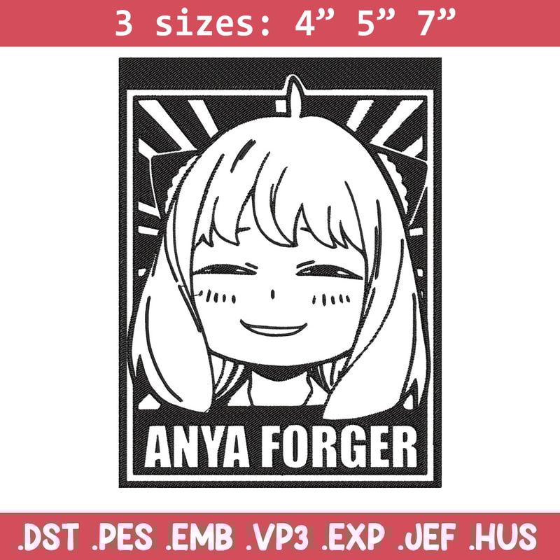 Anya poster Embroidery Design, Spy x family Embroidery, Embroidery File, Anime Embroidery, Anime shirt,Digital download.jpg
