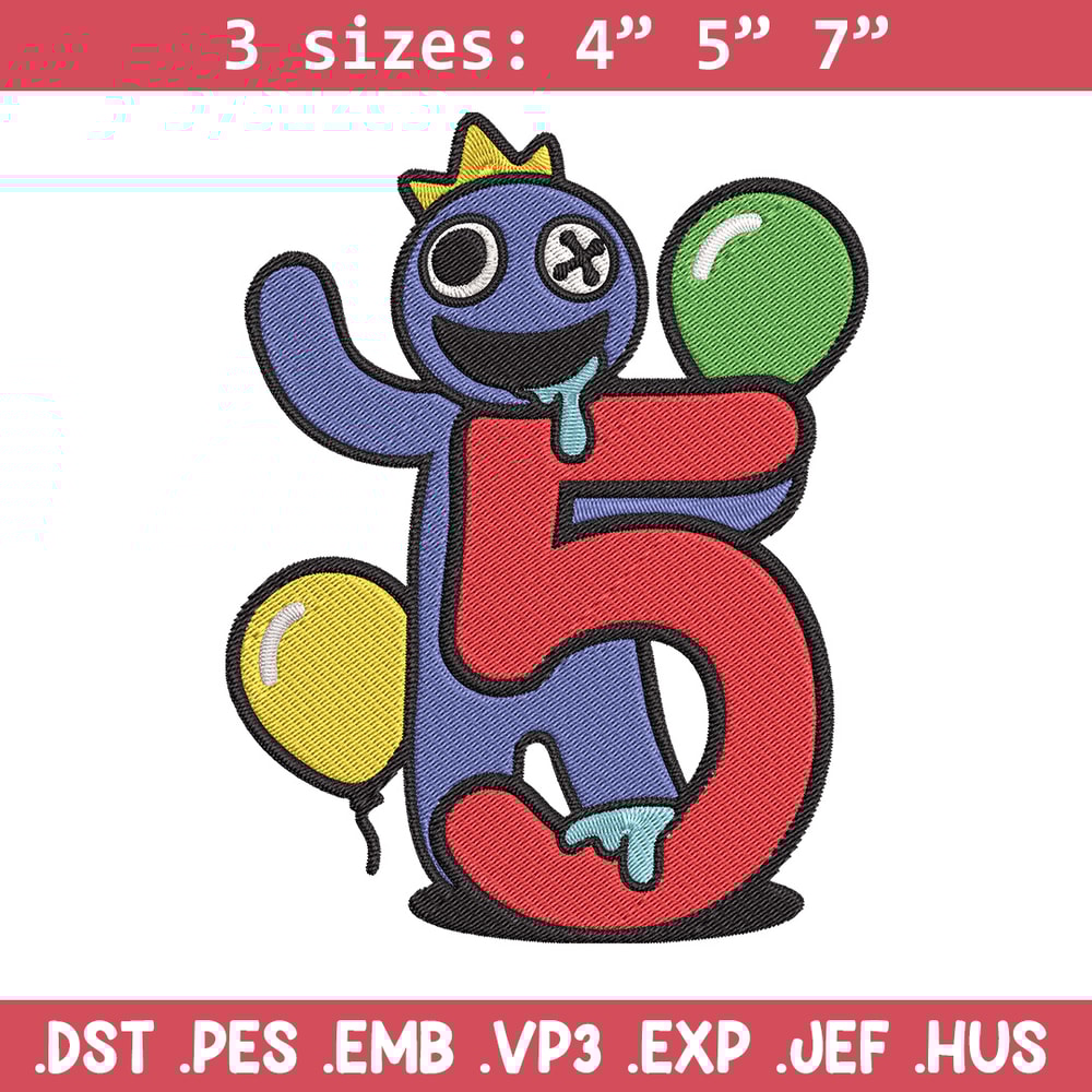 Blue Rainbow Embroidery Design, Rainbow Friends Embroidery, Embroidery File, Anime Embroidery, Digital download.jpg