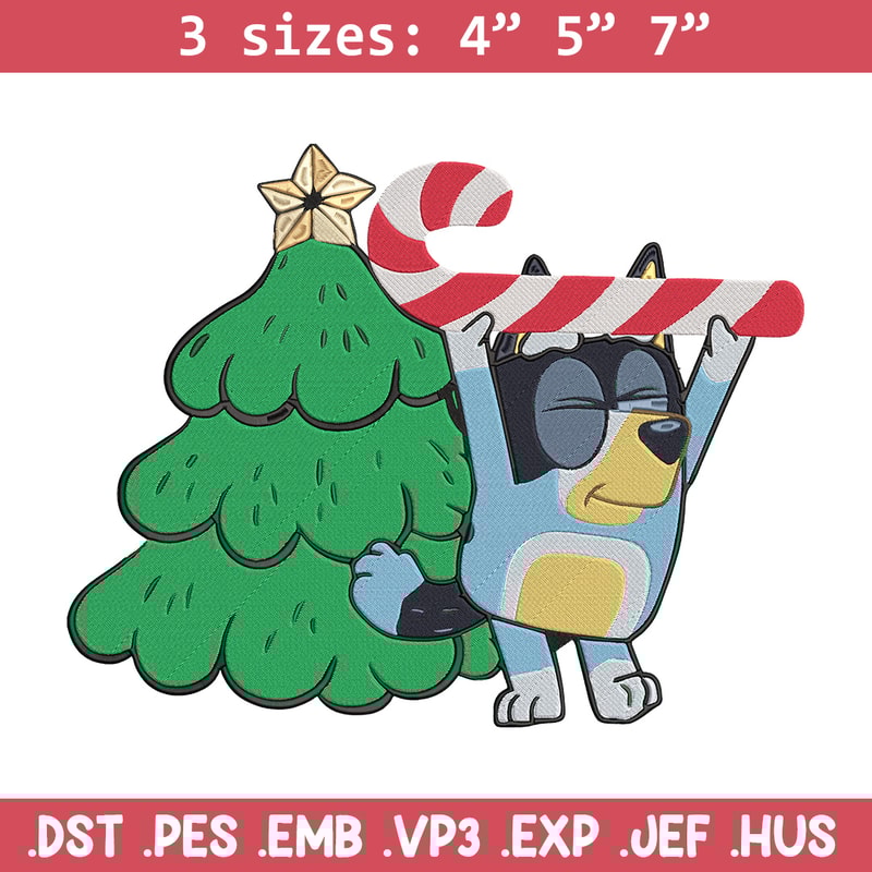 Bluey chrismas Embroidery Design, Bluey Embroidery, Embroidery File, Chrismas Embroidery, Anime shirt, Digital download.jpg
