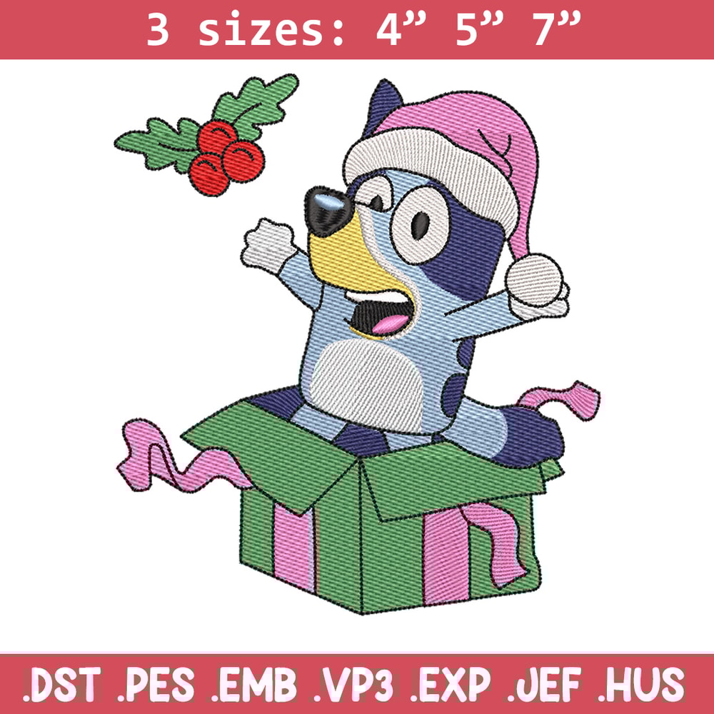 Bluey merry embroidery design, Bluey embroidery, Chrismas design, Embroidery file, Embroidery shirt, Digital download.jpg