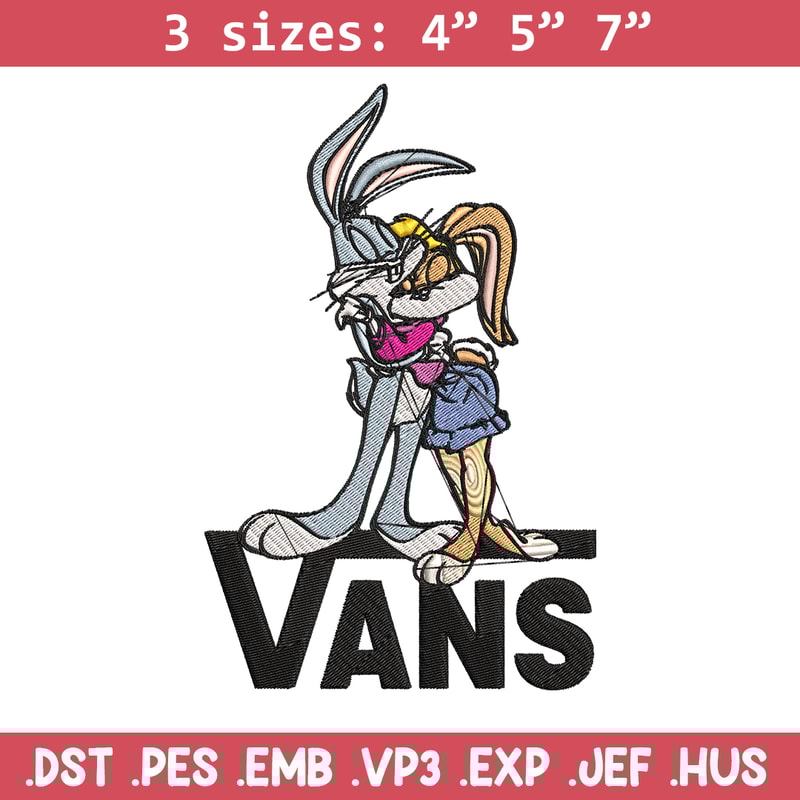Bugs and Lola Bunny Vans Embroidery design, cartoon Embroidery, cartoon design, Embroidery File, Digital download..jpg