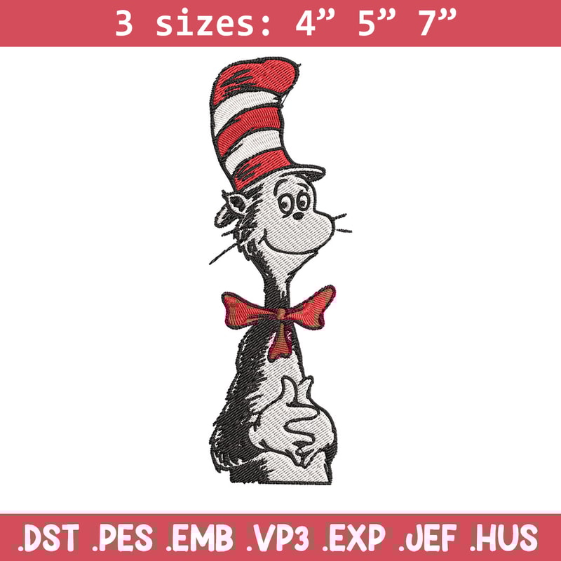 Cat in the Hat Logo Embroidery Design, Dr Seuss Embroidery, Embroidery File, Embroidery design, Digital download..jpg