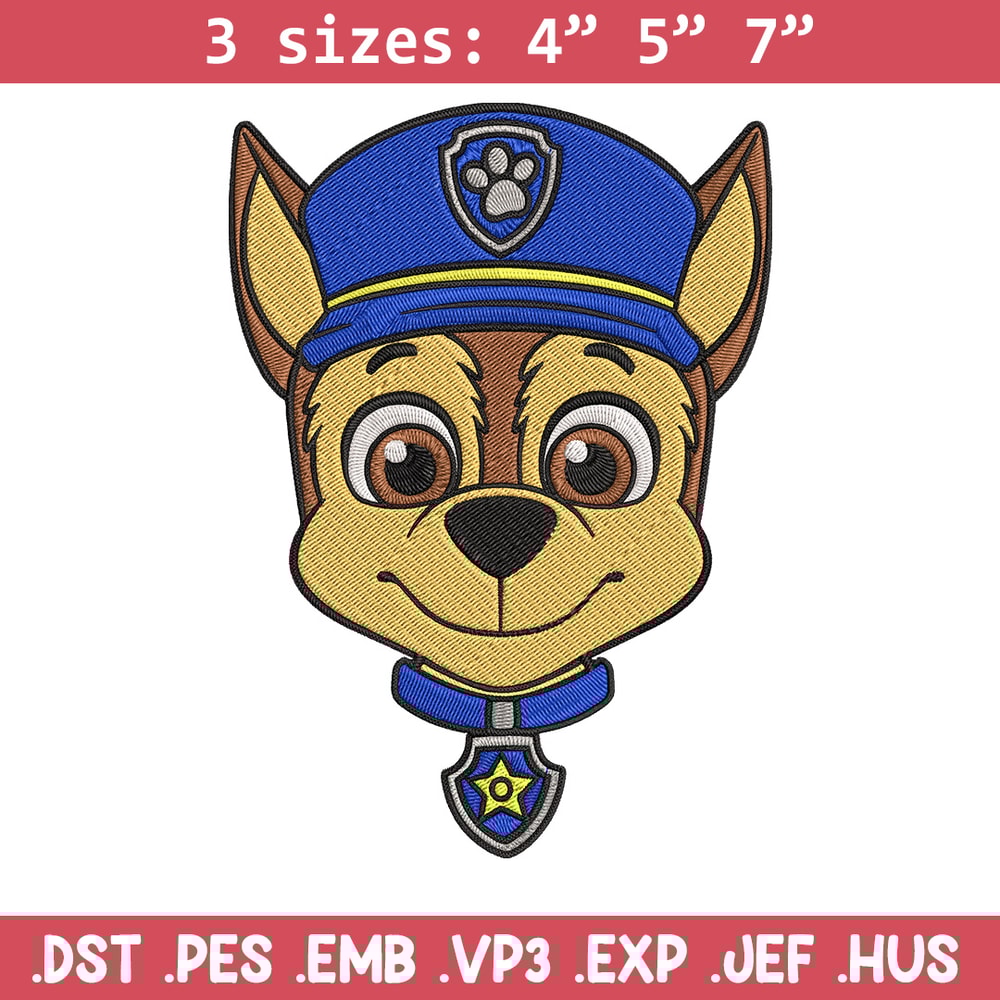 Chase dog Embroidery Design, Paw Patrol Embroidery, Embroidery File,Anime Embroidery, Anime shirt, Digital download.jpg