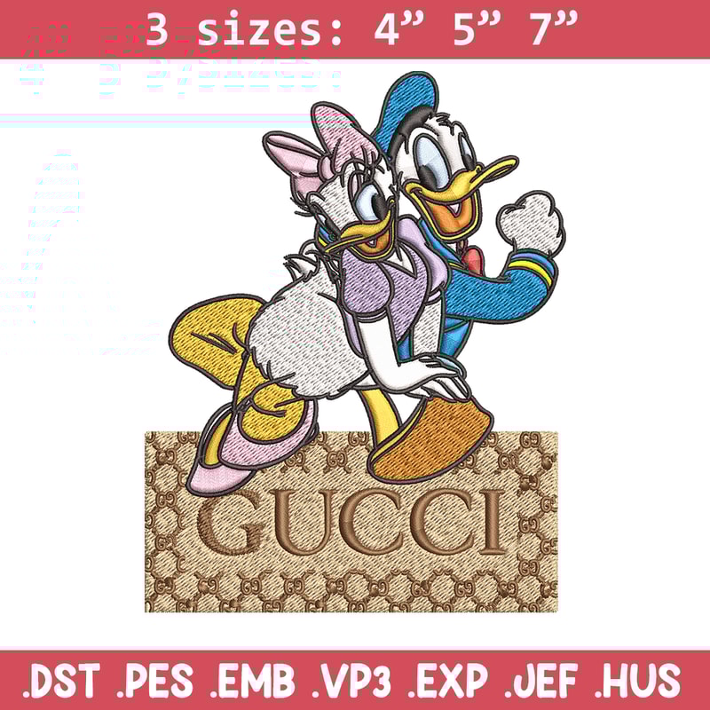 Daisy And Donald Duck Gucci Embroidery design, Disney Embroidery, cartoon design, Embroidery File, Instant download..jpg