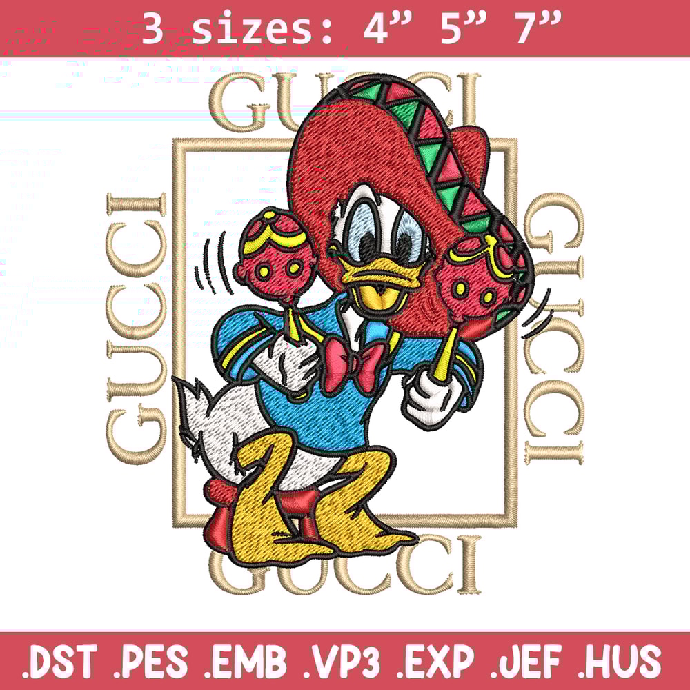 Daisy Donald Duck Gucci Embroidery design, Disney cartoon Embroidery, cartoon design, Embroidery File, Instant download..jpg