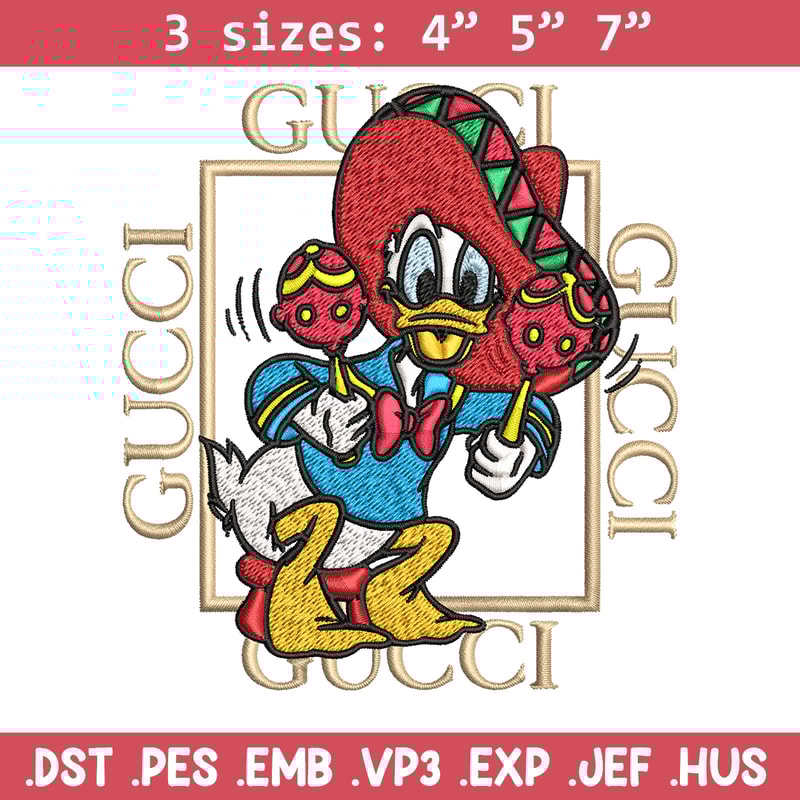 Daisy Donald Duck Gucci Embroidery design, Disney cartoon Embroidery, cartoon design, Embroidery File, Instant download..jpg