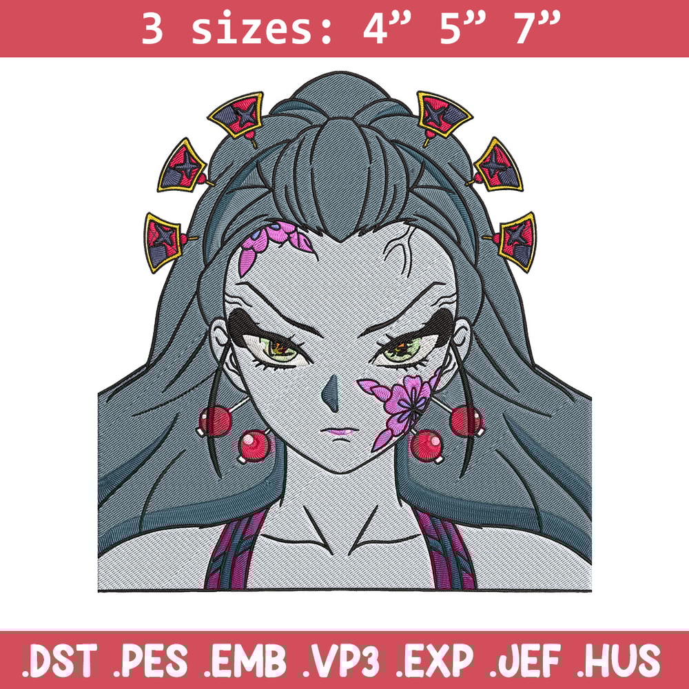 Daki face Embroidery Design, Demon slayer Embroidery, Embroidery File, Anime Embroidery, Anime shirt, Digital download.jpg