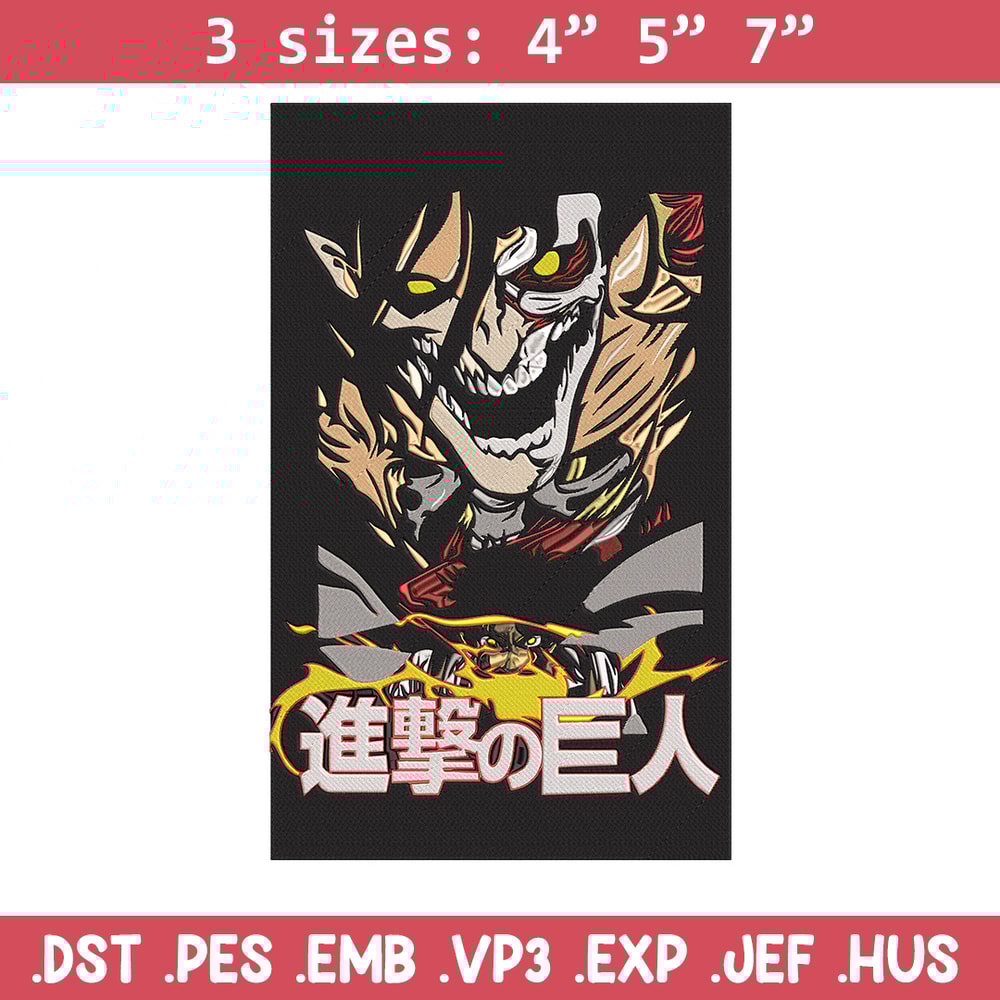 Eren poster Embroidery Design, Aot Embroidery, Embroidery File, Anime Embroidery, Anime shirt, Digital download..jpg