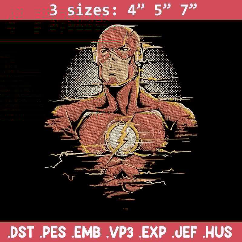 Flash poster Embroidery Design, DC comics Embroidery, Embroidery File, Anime Embroidery, Anime shirt, Digital download.jpg