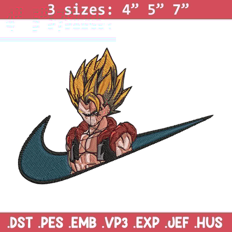 Gogeta x nike Embroidery Design, Dragonball Embroidery, Embroidery File, Nike Embroidery, Anime shirt, Digital download.jpg