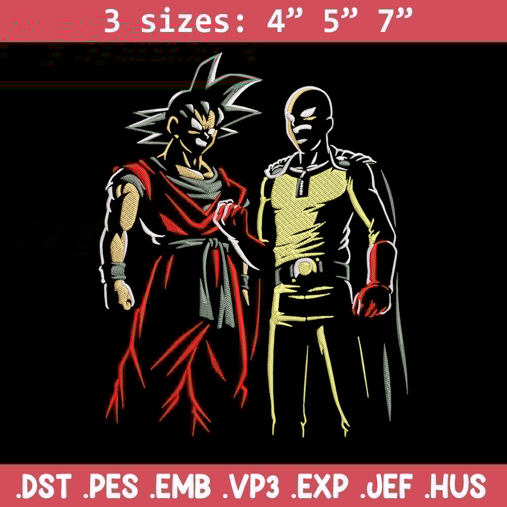 Goku x Saitama Embroidery Design, Dragonball Embroidery,Embroidery File, Anime Embroidery, Anime shirt, Digital download.jpg