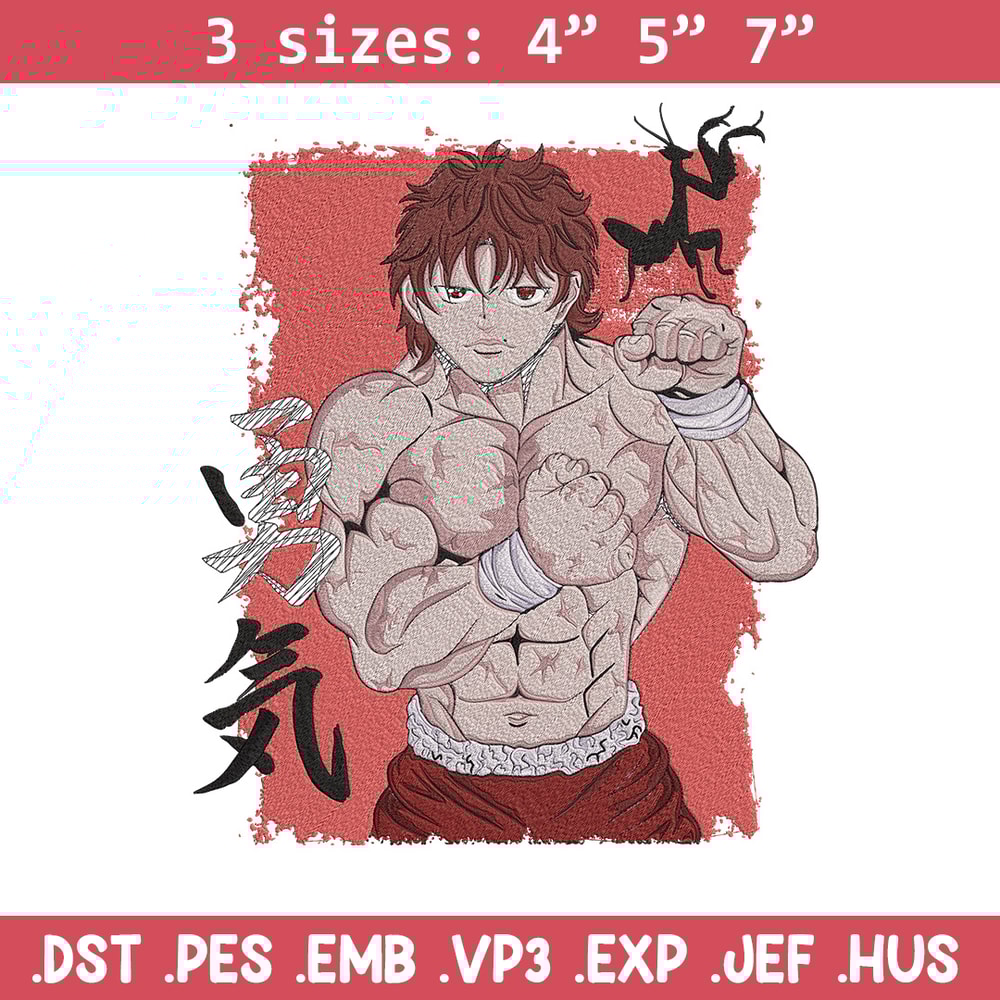 Baki poster Embroidery Design, Baki Embroidery, Embroidery File, Anime Embroidery, Anime shirt, Digital download.jpg