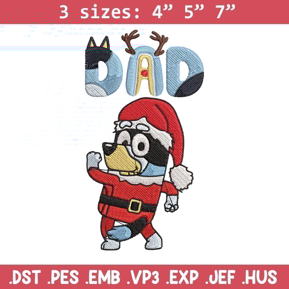 Bandit dad Embroidery Design, Bluey Embroidery, Embroidery File, Chrismas Embroidery, Anime shirt, Digital download.jpg