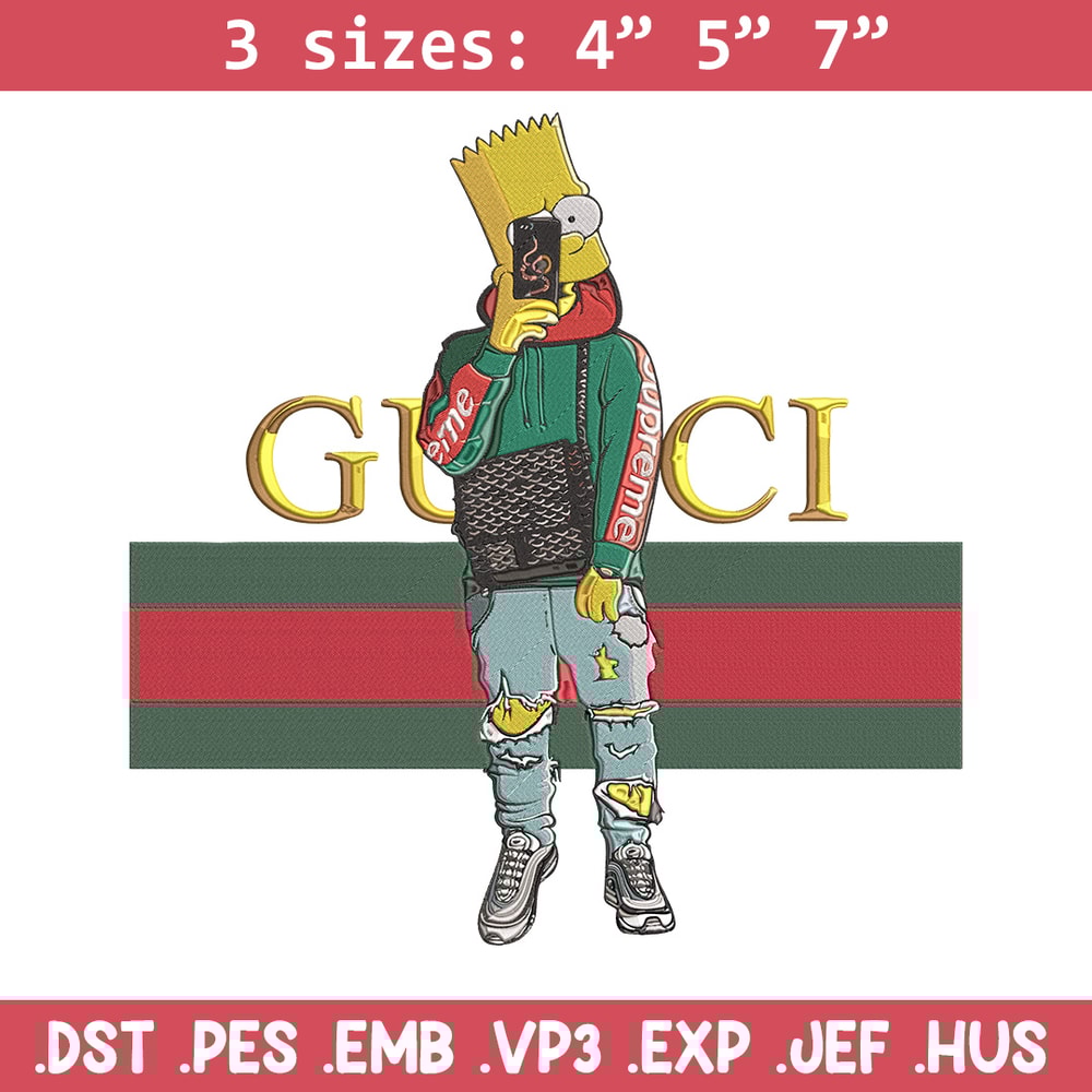 Bart Simpson Embroidery Design, Simpson Embroidery, Embroidery File, Anime Embroidery, Gucci shirt, Digital download.jpg
