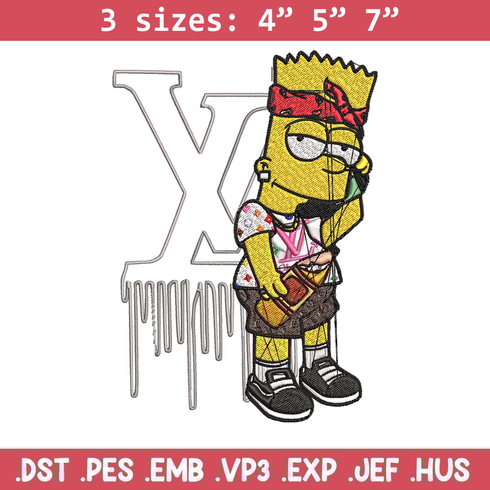 Bart simpson lv Embroidery Design, Lv Embroidery, Embroidery File, Simpson Embroidery, Logo shirt, Digital download.jpg