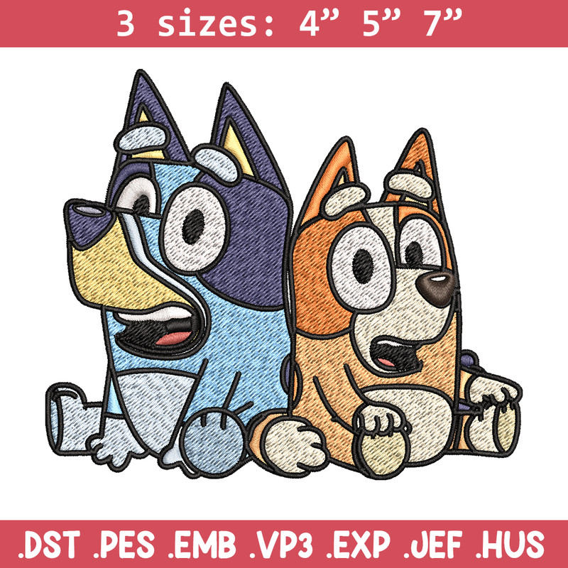 Bluey and Bingo Embroidery, Bluey Embroidery, Embroidery File, cartoon design, cartoon shirt, Digital download..jpg