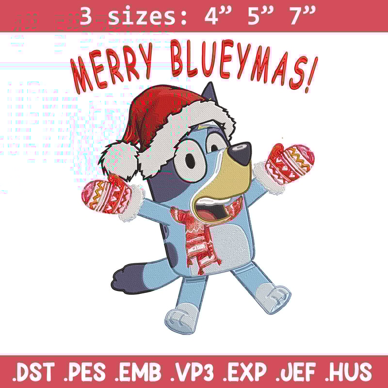 Bluey chrismas Embroidery Design, Bluey Embroidery, Embroidery File,Chrismas Embroidery, Anime shirt, Digital download.jpg