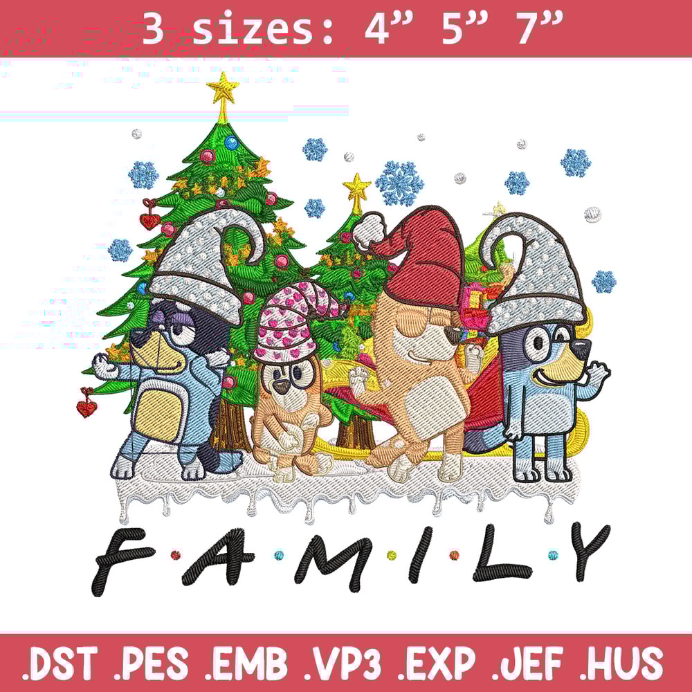 Bluey family Embroidery Design, Bluey Embroidery, Embroidery File, Chrismas Embroidery, Anime shirt, Digital download.jpg