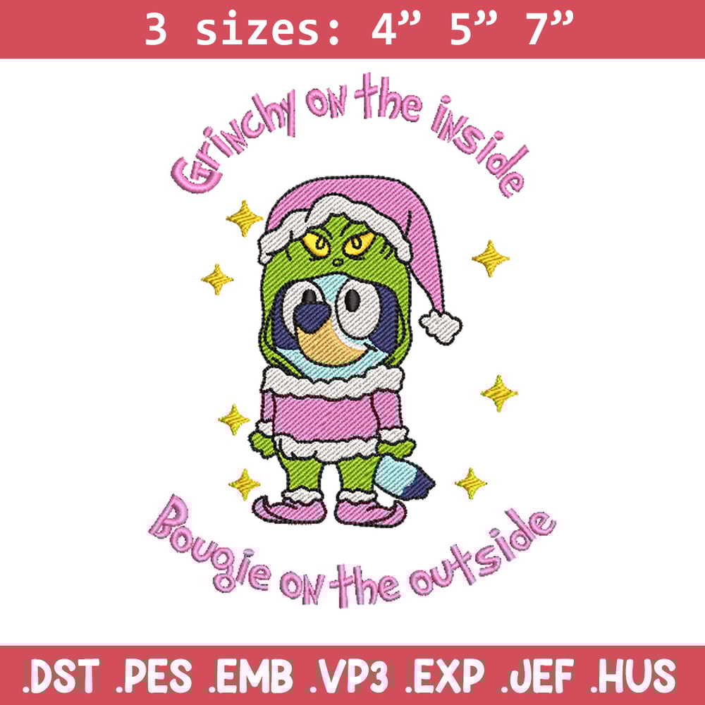 Bluey grinchy embroidery design, Bluey embroidery, Chrismas design, Embroidery file, Embroidery shirt,Digital download.jpg