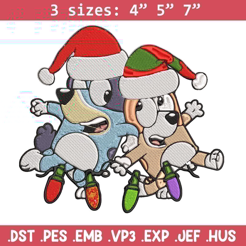 Bluey x Bingo Embroidery Design, Bluey Embroidery, Embroidery File, Chrismas Embroidery, Anime shirt, Digital download..jpg