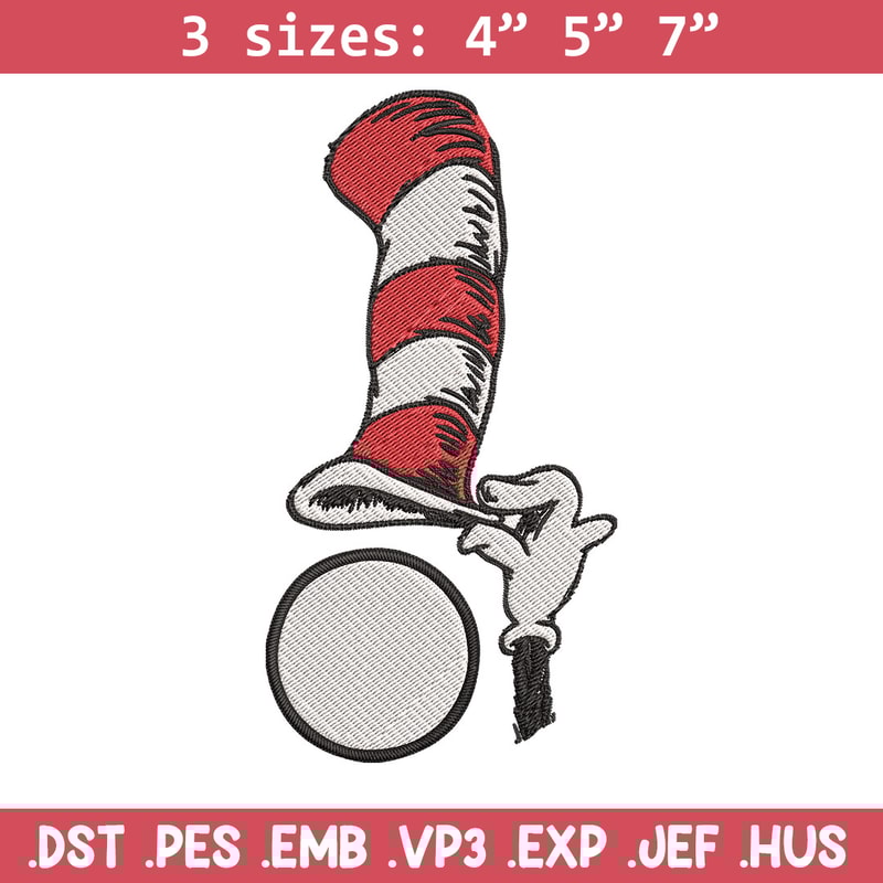 Cat In The Hat Embroidery Design, Cat In The Hat Embroidery, Embroidery File, logo shirt, Digital download.jpg