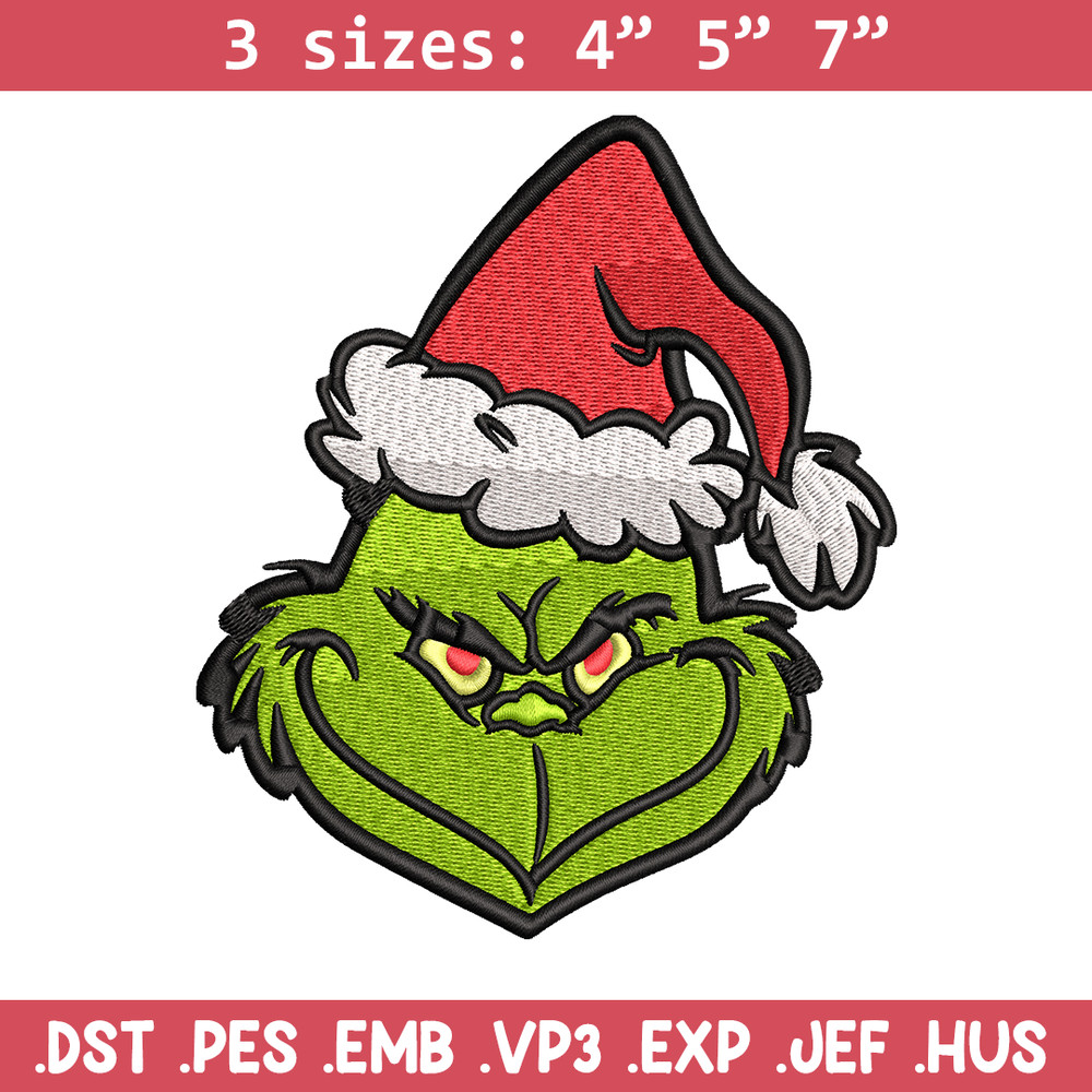 Christmas Grinch Face Embroidery design, Grinch christmas Embroidery, Embroidery File, Grinch design, Instant download..jpg