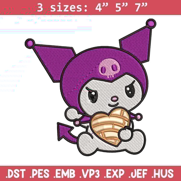 Concha Kuromi Embroidery Design, Kuromi cartoon Embroidery, Embroidery File, Cartoon shirt, Digital download..jpg