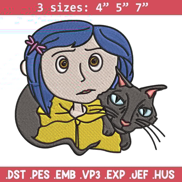 Coraline And Black Cat Embroidery Design, Coraline Embroidery, Embroidery File, Cartoon shirt, Digital download..jpg