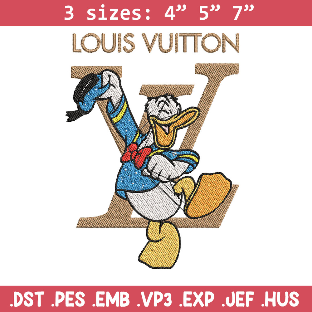 Duck cartoon lv Embroidery Design, LV Embroidery, Brand Embroidery, Embroidery File, Logo shirt, Digital download.jpg