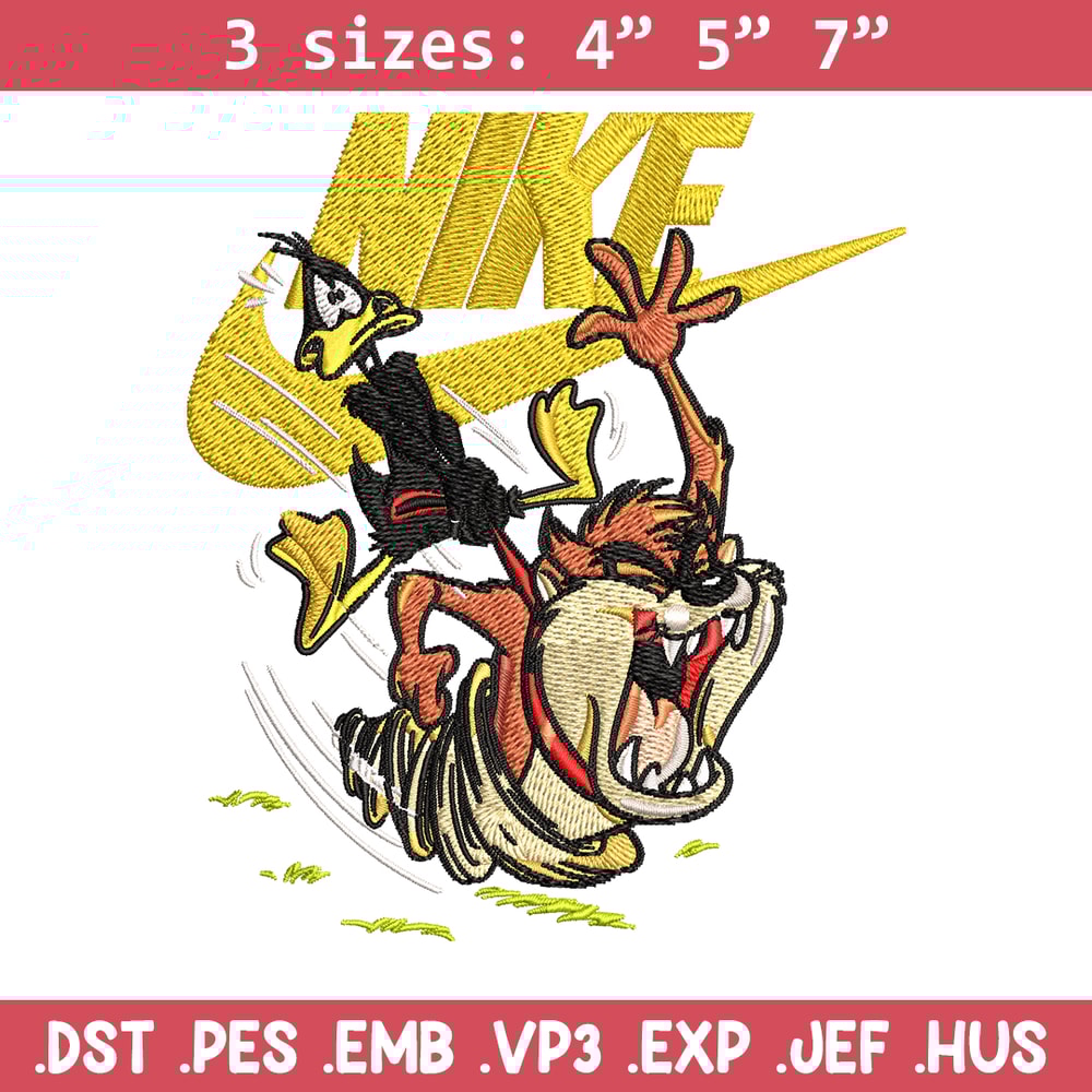 Duffy and Taz Nike Embroidery design, cartoon Embroidery, Nike design, Embroidery file, logo shirt, Instant download..jpg