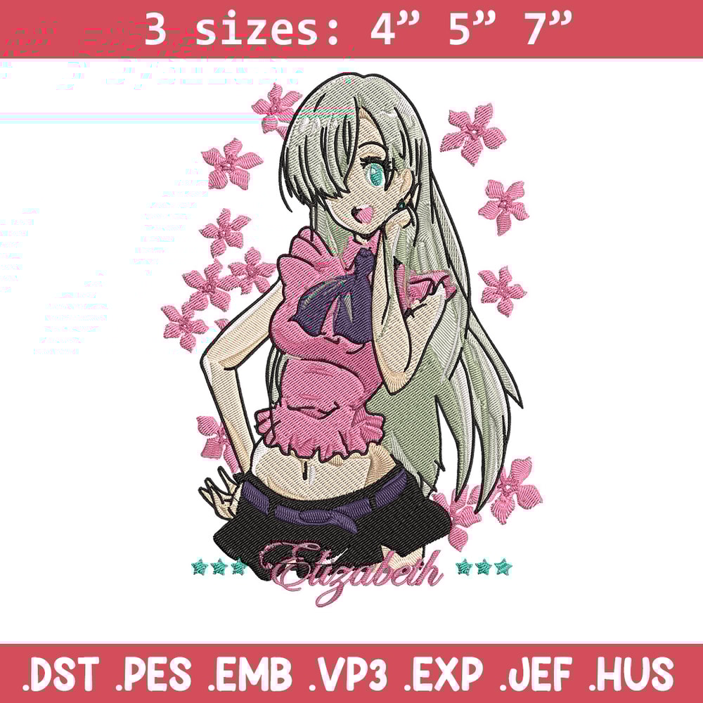 Elizabeth Embroidery Design, Seven Deadly Sins Embroidery, Embroidery File,Anime Embroidery,Anime shirt,Digital download.jpg
