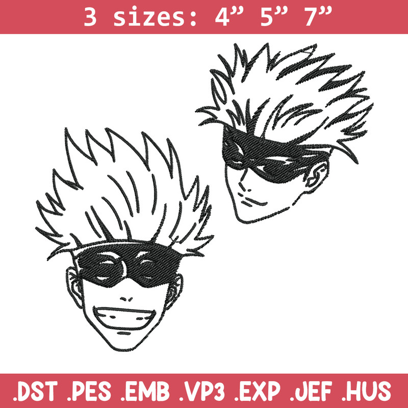 Gojo face Embroidery Design, Jujutsu Embroidery, Embroidery File, Anime Embroidery, Anime shirt, Digital download.jpg