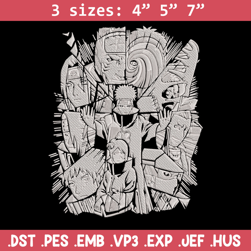 Akatsuki poster Embroidery Design, Naruto Embroidery, Embroidery File, Anime Embroidery, Anime shirt, Digital download.jpg